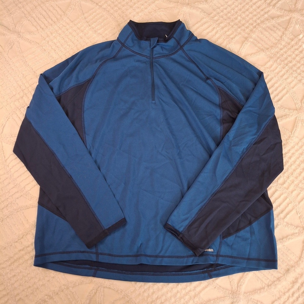 L.L. Bean Mens XXL Base Layer Pullover Blue Polartec Power Dry Quarter Zip NWT